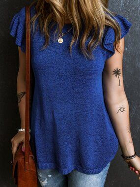 NWOT Blue Knit Short Sleeved Sweater